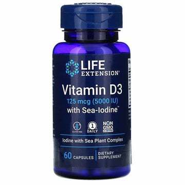 Life Extension, Vitamin D3 with Sea-Iodine, 125 mcg